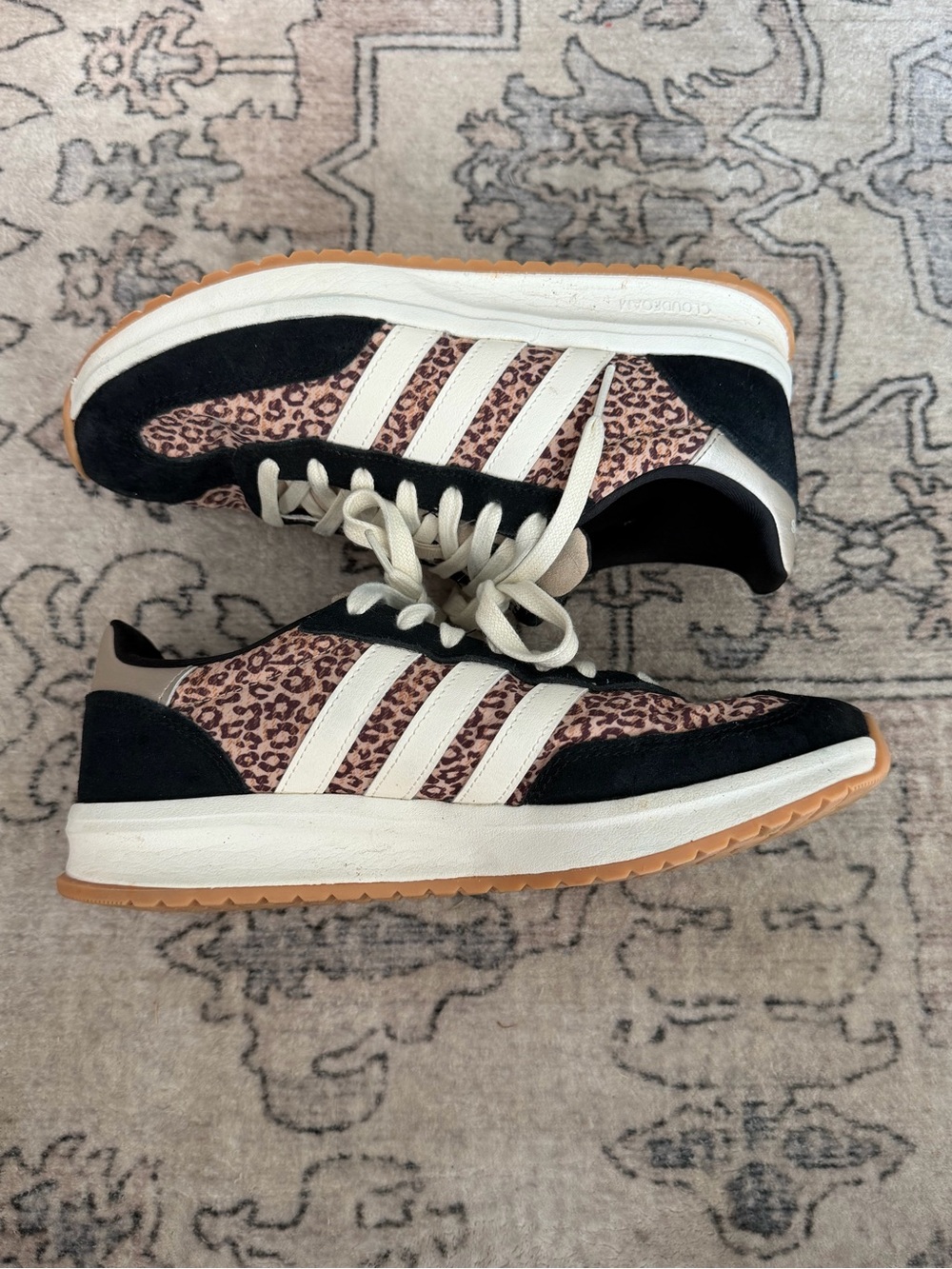 Adidas Leopard Print Sneakers with Black & White Accents